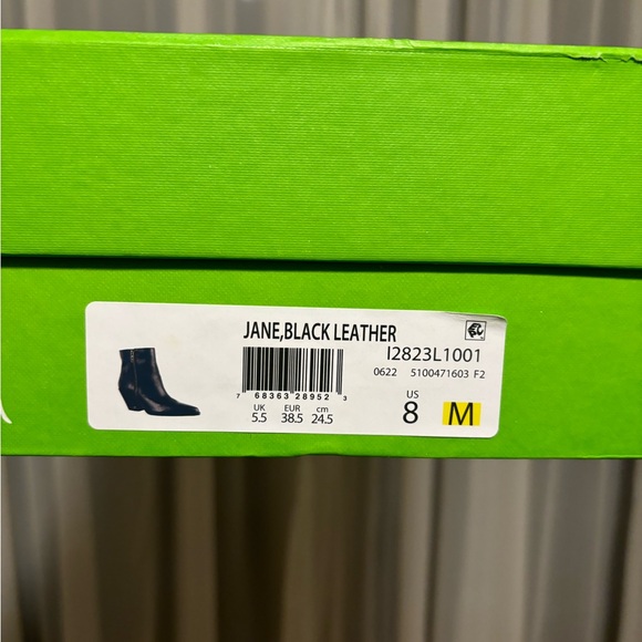 Sam Edelman Jane Black Pointed Toe Stacked Block Heel Western Ankle Boots - Picture 2 of 3